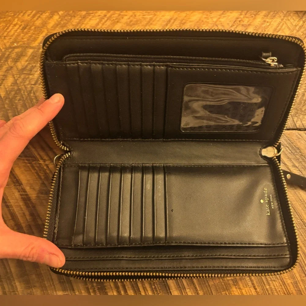 Kate Spade Black Leather Clutch/Wallet